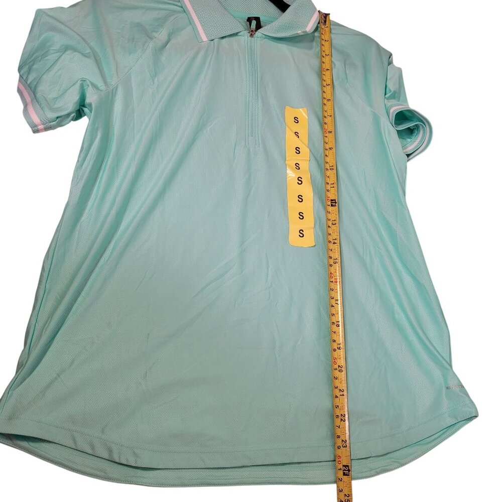 Mondetta Women's Active 1/4-Zip Short Sleeve Mesh Polo Shirt Green Small - Picture 11 of 11